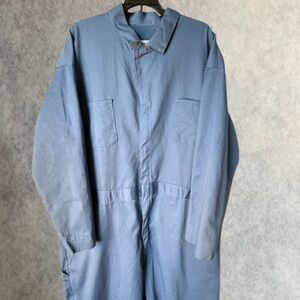 Red Kap Mens Coveralls Blue Long Sleeve Snap Front Relaxed Fit Pockets Size 56R